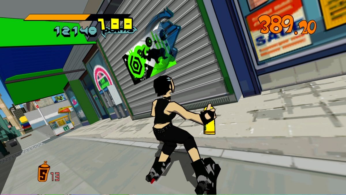 A screenshot of Jet Set Radio gameplay.