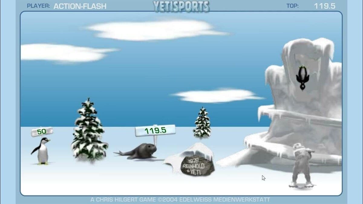 The aim is to throw the penguin as far as possible
